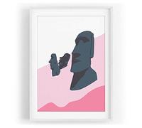 Paul Sinus Statues de l'île de Pâques - Têtes - Illustration décorative - Motif encadré blanc - Format A3