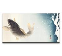 Paul Sinus Tableau 120x60cm Ohara Koson Carpe au Cascade Impression sur toile, Tableau, Art