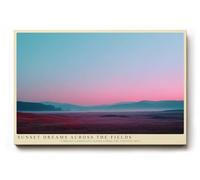 Paul Sinus Tableau coucher de soleil Dreams Across the Fields - Paysage aux couleurs harmonieuses avec champs à la lumière du soir - Symbole de paix et d'attachement à la nature