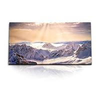 Paul Sinus Tableau « Majestueuse Montagne en Pleine Lumière » 120x60cm sur Toile - Nature, Alpes, Paysage Montagnard, Hiver, Décoration Murale