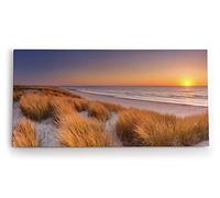 Paul Sinus Tableau mural 120 x 60 cm Baltique, horizon, plage de sable, plage, mer, ciel rouge