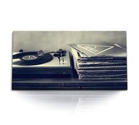 Paul Sinus Tableau mural 120 x 60 cm - Charme intemporel en vinyle, disques et platines, art vintage pour les amateurs de musique