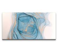 Paul Sinus Tableau mural 120 x 60 cm Élégance abstraite, composition de couleurs luxueuse, art bleu/doré, design moderne, accroche-regard intemporel