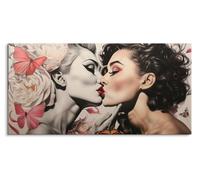 Paul Sinus Tableau mural 120 x 60 cm - Embrasser élégant avec papillons et beauté florale, inspiration