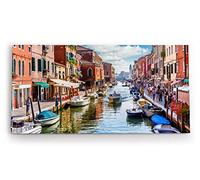 Paul Sinus Tableau mural 120 x 60 cm Italie Venise Bateaux Vieille ville Canal été