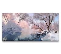 Paul Sinus Tableau mural 120 x 60 cm Magie d'hiver sur la rivière, paysage enneigé enchanteur, paysage naturel inspirant, matin d'hiver paisible