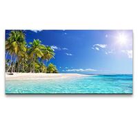 Paul Sinus Tableau mural 120 x 60 cm - Plage de rêve sous palmiers, exotisme, paradis tropical, paysage de plage