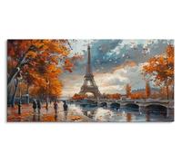 Paul Sinus Tableau mural 120 x 60 cm - Romantique Tour Eiffel, élégance automnale et attention à Paris