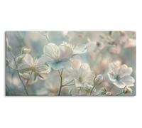 Paul Sinus Tableau mural 120 x 60 cm sur toile et cadre en bois - Fleurs de rêve avec de délicates fleurs pastel.