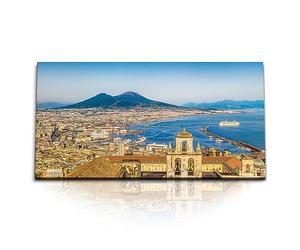 Paul Sinus Tableau mural 120 x 60 cm - Vue imprenable sur Naples et le Vésuve : beauté méditerranéenne et culture historique dans des couleurs vives sur toile