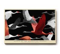 Paul Sinus Tableau mural 120 x 80 cm Dance of the Migrating Cranes - Représentation graphique des grues volantes, symbole de liberté, de mouvement et d'harmonie