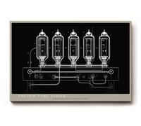 Paul Sinus Tableau mural 120 x 80 cm - Design technique de style rétro avec tubes électroniques lumineux et lignes épurées