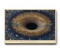 Paul Sinus Tableau mural 120 x 80 cm Galaxy of Infinite Wonders - Univers abstrait avec pois dorés et profondeur cosmique