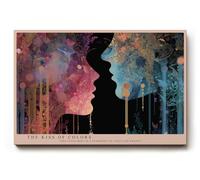 Paul Sinus Tableau mural 120 x 80 cm Le baiser des couleurs, représentation abstraite de deux visages se rencontrant dans une explosion de lumière, de couleurs et de formes.