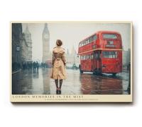 Paul Sinus Tableau mural 120 x 80 cm London Memories in the Mist - Femme avec manteau dans le brouillard de Londres