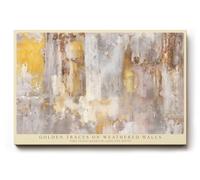 Paul Sinus Tableau mural 120 x 80 cm Motif abstrait Golden Traces on Weathered Walls dans des tons doré, gris et beige