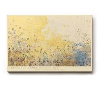 Paul Sinus Tableau mural 120 x 80 cm - Motif naturel abstrait « The Field under Golden Sky » - Avec ciel jaune doré et fleurs délicates