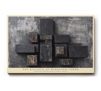 Paul Sinus Tableau mural 120 x 80 cm The Balance of Darkened Forms - Motif géométrique en relief dans des tons sombres avec profondeur plastique