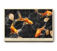 Paul Sinus Tableau mural 120 x 80 cm The Balance of Light and Shadow Golden Koi on Black Marbre Elegance