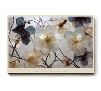 Paul Sinus Tableau mural 120 x 80 cm The Beauty of Blossoms - Les fleurs en filigrane dans des tons délicats de blanc et de bleu symbolisent la pureté et l'éphémère