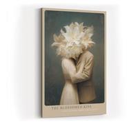 Paul Sinus Tableau mural 120 x 80 cm The Blossomed Kiss - Art romantique avec têtes de lys en fleurs dans des tons délicats pour des accents élégants