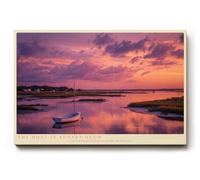 Paul Sinus Tableau mural 120 x 80 cm The Boat in Sunset Glow - Ambiance romantique de soirée avec bateau au coucher du soleil