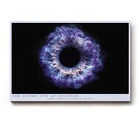 Paul Sinus Tableau mural 120 x 80 cm The Cosmic Eye of Creation - Représentation abstraite d'un œil énergétique dans des tons violets et bleus, symbole d'origine, d'énergie et d'infini