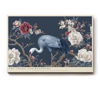 Paul Sinus Tableau mural 120 x 80 cm The Crane and Blossoms - Représentation élégante de grue au milieu des branches en fleurs - Tableau mural harmonieux de 120 x 80 cm avec grâce d'Extrême-Orient et
