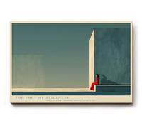 Paul Sinus Tableau mural 120 x 80 cm The Edge of Stillness - L'architecture minimaliste avec femme en rouge symbolise le calme, l'isolation et la force silencieuse