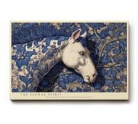 Paul Sinus Tableau mural 120 x 80 cm The Floral Spirit Elegant Horse in Blue Botanical Harmony