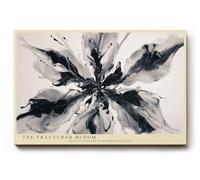 Paul Sinus Tableau mural 120 x 80 cm The Fractured Bloom - Explosion florale abstraite en noir et blanc - Œuvre d'art moderne avec énergie dynamique et expressivité