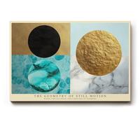 Paul Sinus Tableau mural 120 x 80 cm The Geometry of Still Motion Abstract Balance of Shapes en or et Blue Harmony