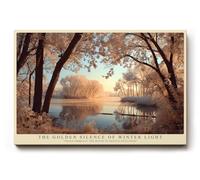 Paul Sinus Tableau mural 120 x 80 cm The Golden Silence of Winter Light Trees Embrace the River in Gentle Stillness