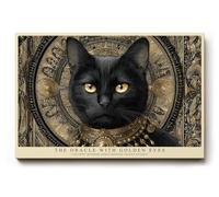 Paul Sinus Tableau mural 120 x 80 cm The Oracle with Golden Eyes Black Cat Symbole of Mystery and Wisdom