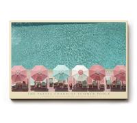 Paul Sinus Tableau mural 120 x 80 cm The Pastel Charm of Summer Pools - Vue aérienne d'une piscine avec parasols pastel - Motif d'été rétro moderne