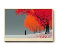 Paul Sinus Tableau mural 120 x 80 cm The Path of Autumn Leaves - Chemin d'automne dans des tons rouges chauds