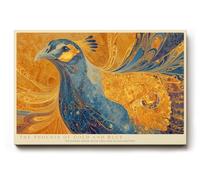 Paul Sinus Tableau mural 120 x 80 cm The Phoenix of Gold and Blue motif animal symbolique avec plumes décoratives dorées et bleues