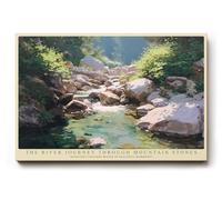 Paul Sinus Tableau mural 120 x 80 cm The River Journey Through Mountain Stones Sunlight Touches Water in Peaceful Harmony