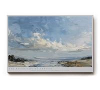 Paul Sinus Tableau mural 120 x 80 cm The River's Quiet Arrival - Paysage paisible dans des tons bleus délicats et mouvement doux