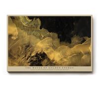 Paul Sinus Tableau mural 120 x 80 cm The Waves of Golden Energy Motif abstrait avec vagues de lumière dorées sur fond sombre