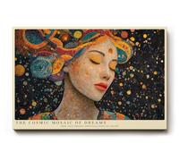 Paul Sinus Tableau mural 150 x 100 cm The Cosmic Mosaïc of Dreams Face Colorful Face among Stars