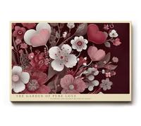 Paul Sinus Tableau mural 150 x 100 cm The Garden of Pure Love Harmony of Hearts and Blossoms en rouge