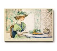 Paul Sinus Tableau mural 150 x 100 cm The Lady in Green at Tea Elegant Moment Captured with Calm Beauty