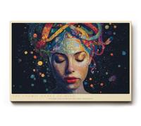 Paul Sinus Tableau mural, 180 x 120 cm, « The Cosmic Dance of Mind » - Composition de portraits riches en couleurs avec énergie cosmique - Tableau expressif de 180 x 120 cm entre le monde des rêves et