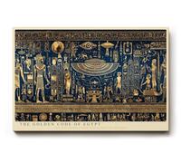Paul Sinus Tableau mural 180 x 120 cm The Golden Code of Egypte - Motif artistique égyptien avec hiéroglyphes dorés sur fond bleu profond