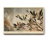 Paul Sinus Tableau mural - 30 x 20 cm - Branche de plantes botaniques - Avec feuilles - Couleurs chaudes et naturelles - Minimaliste - Décoration murale moderne - Art naturel pour salon, bureau