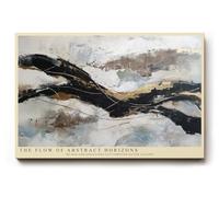 Paul Sinus Tableau mural 30 x 20 cm Le flux d'horizons abstraits lignes noires et dorées Through Silver Clouds