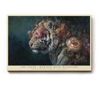 Paul Sinus Tableau mural 30 x 20 cm Le tigre couronné avec fleurs Force et beauté en harmonie