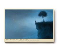 Paul Sinus Tableau mural 30 x 20 cm - Motif nuit poétique The Edge of the Night avec une figurine solitaire sur le bord de la falaise sous un ciel étoilé scintillant.