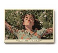 Paul Sinus Tableau mural 30 x 20 cm Nature Embraces Her Soul - Portrait expressif de femme dans la nature, symbole de liberté, d'harmonie et de joie de vivre